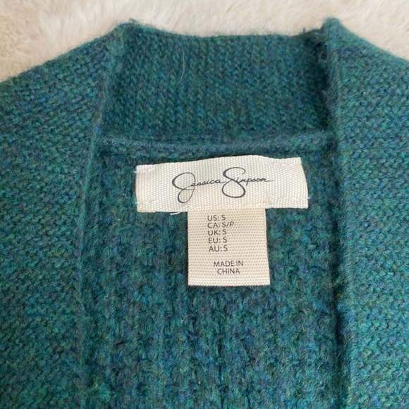 Jessica Simpson Open Front Cardigan Long Green Size Small - Picture 8 of 10
